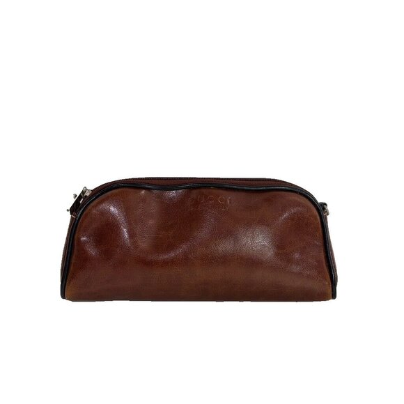 Gucci  Perfume Brown Faux  Leather Men’s Toiletry Zippered Bag Travel - Picture 1 of 12